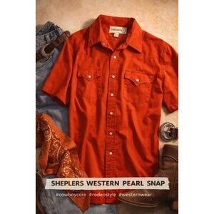 Sheplers Red Western Pearl Snap Shirt Cowboy Rodeo Workwear Mens S